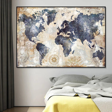 Vintage World Map Canvas Wall Art Print - InspiredGrabs.com